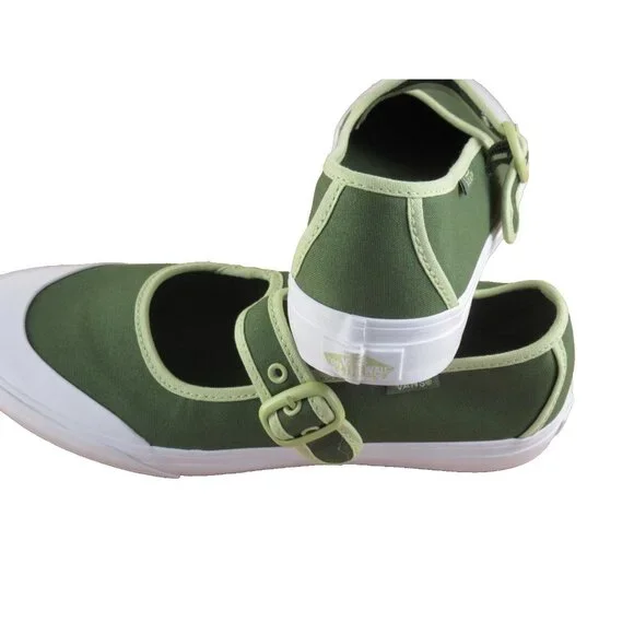 Vans Women's Mary Jane Ballerina Green White Canvas adjustable Shoes Size 8 NIB - Picture 6 of 7